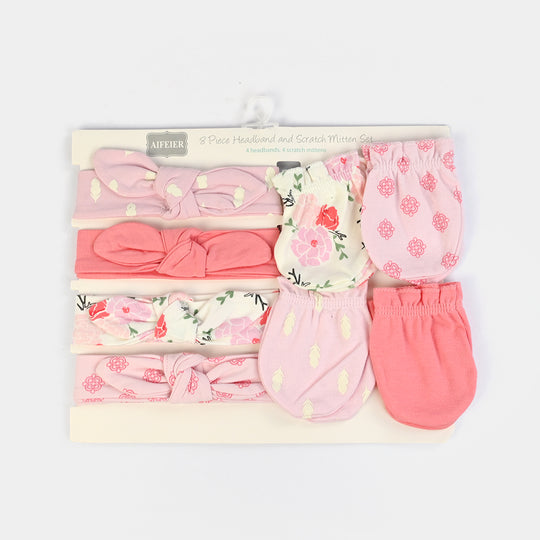 Baby Cotton Headband & Scratch Mitten Set