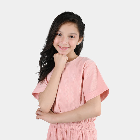 Girls Polyester Jumpsuit Blush-Peach