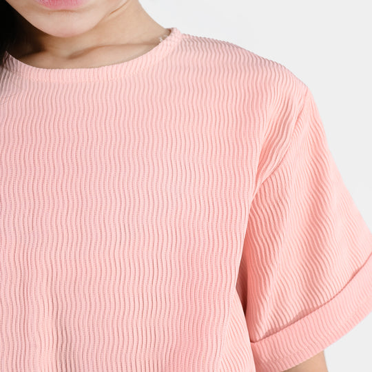 Girls Polyester Jumpsuit Blush-Peach