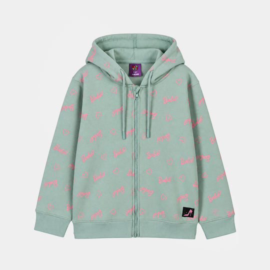 Girls Fleece Knitted Jacket Character-Blue.Surf