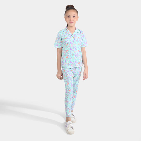 Girls Drop needle Knitted Nightwear-Printed