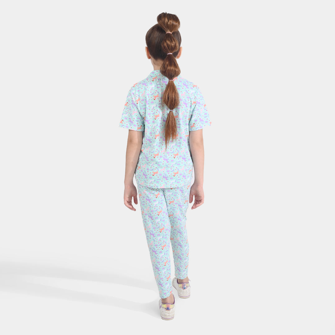 Girls Drop needle Knitted Nightwear-Printed