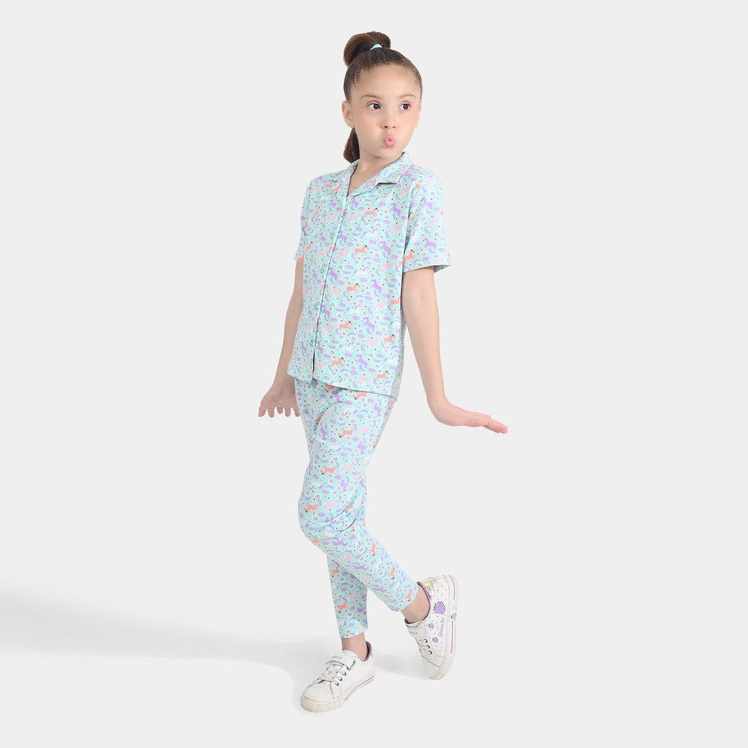 Girls Drop needle Knitted Nightwear-Printed