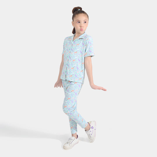 Girls Drop needle Knitted Nightwear-Printed