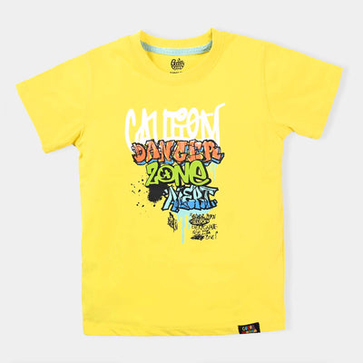 Boys Cotton Jersey T-Shirt H/S Caution | B. Yellow