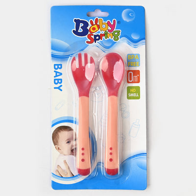 Baby Spring Spoon Fork Set-Peach