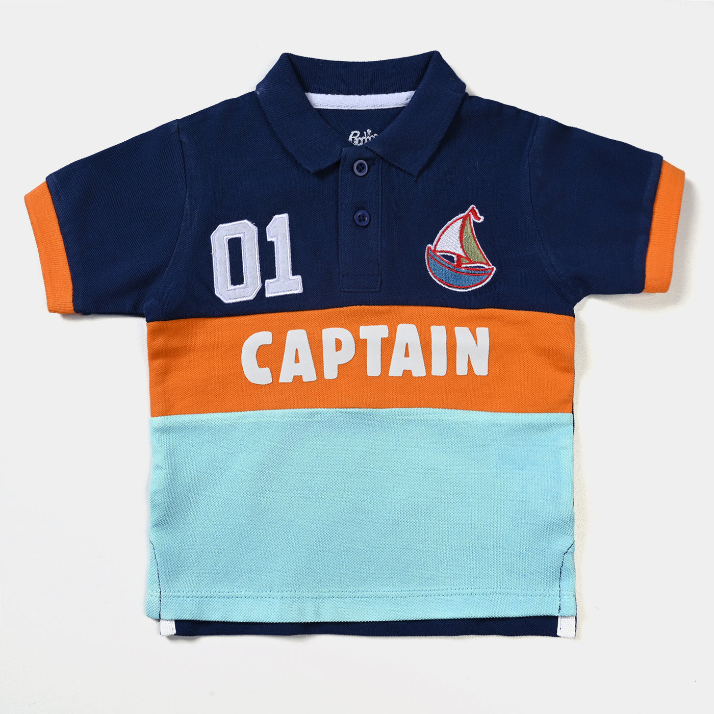 Infant Boys Cotton PK Polo Captain-Navy Peony