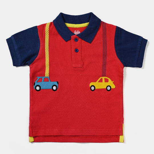 Infant Boys Cotton PK Polo Car-HR.Red