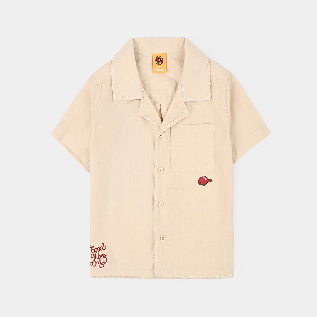 Boys Cotton Slub Casual Shirt H/S Shibori-Birch