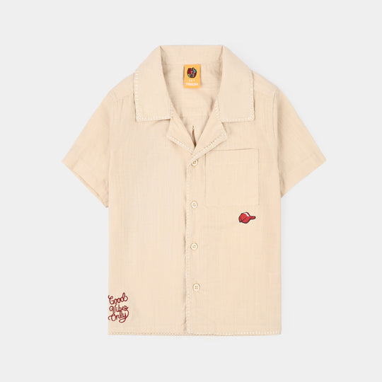 Boys Cotton Slub Casual Shirt H/S Shibori-Birch