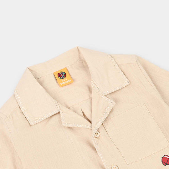 Boys Cotton Slub Casual Shirt H/S Shibori-Birch