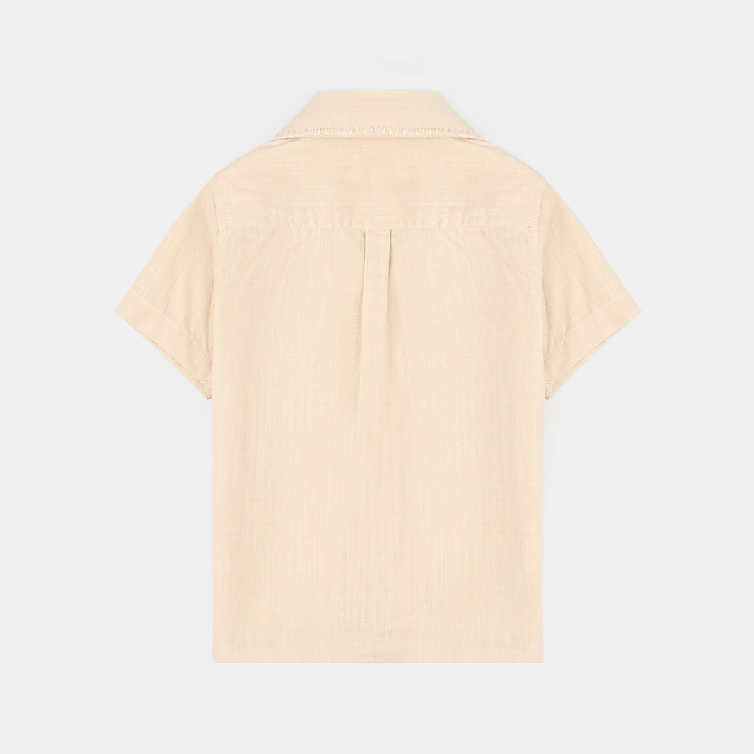 Boys Cotton Slub Casual Shirt H/S Shibori-Birch