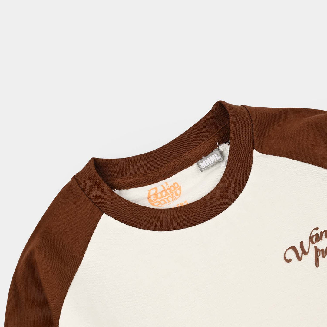 Boys Cotton Jersey T-Shirt Wander Free - Brown/White