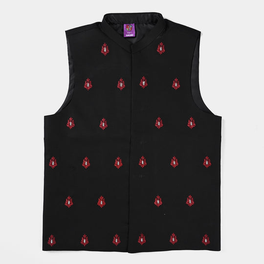 Boys Oxford Waistcoat EMB -BLACK