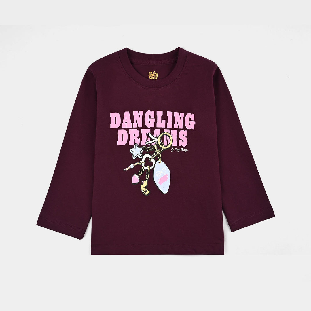 Girls Cotton Jersey T-Shirt Dangling Dreams - Maroon