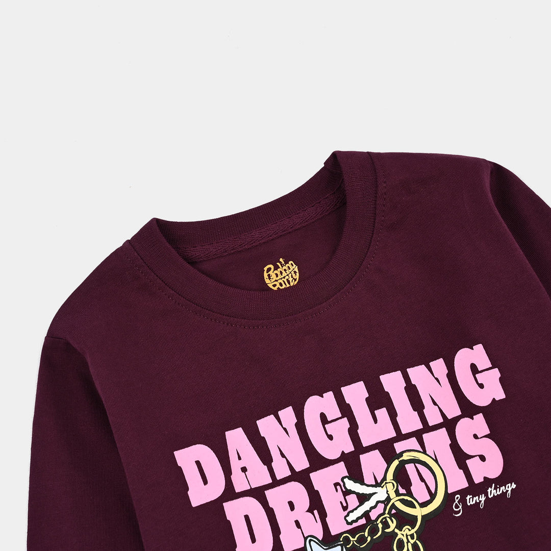Girls Cotton Jersey T-Shirt Dangling Dreams - Maroon