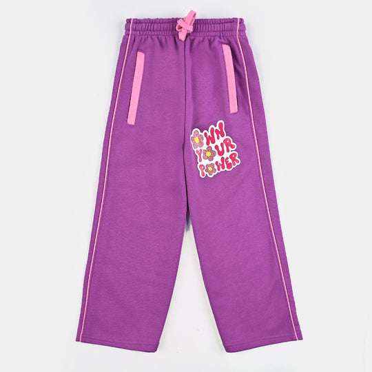 Girls Cotton Terry Pyjama Own Your Power- Purple