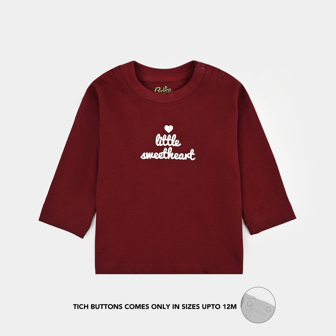 Infant Girls Cotton Jersey T-Shirt little Sweet Heart - Maroon