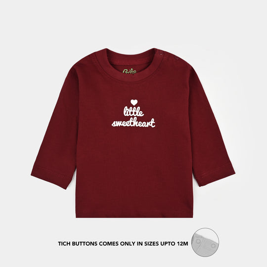 Infant Girls Cotton Jersey T-Shirt little Sweet Heart - Maroon