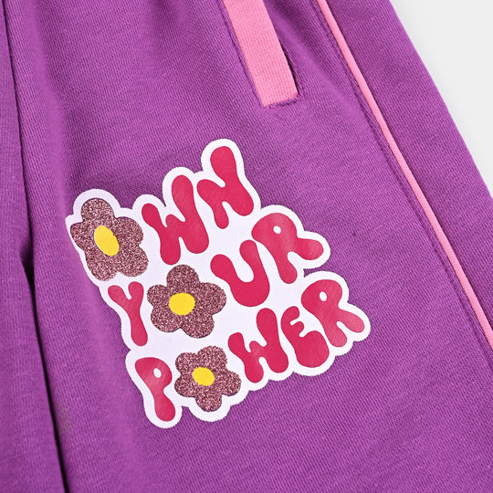 Girls Cotton Terry Pyjama Own Your Power- Purple