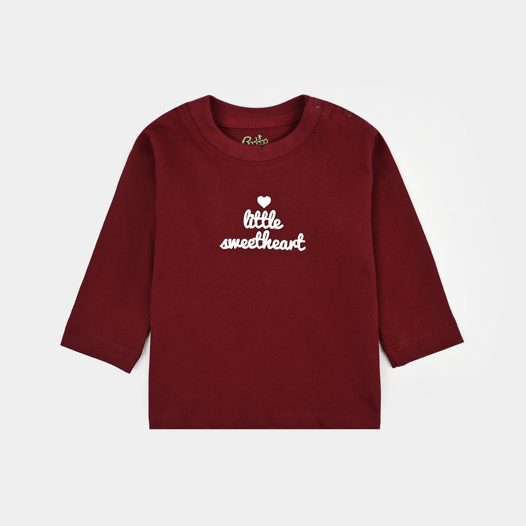 Infant Girls Cotton Jersey T-Shirt little Sweet Heart - Maroon
