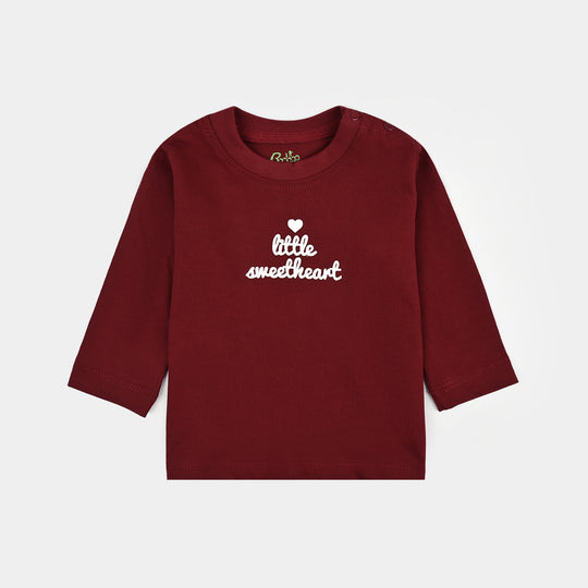Infant Girls Cotton Jersey T-Shirt little Sweet Heart - Maroon