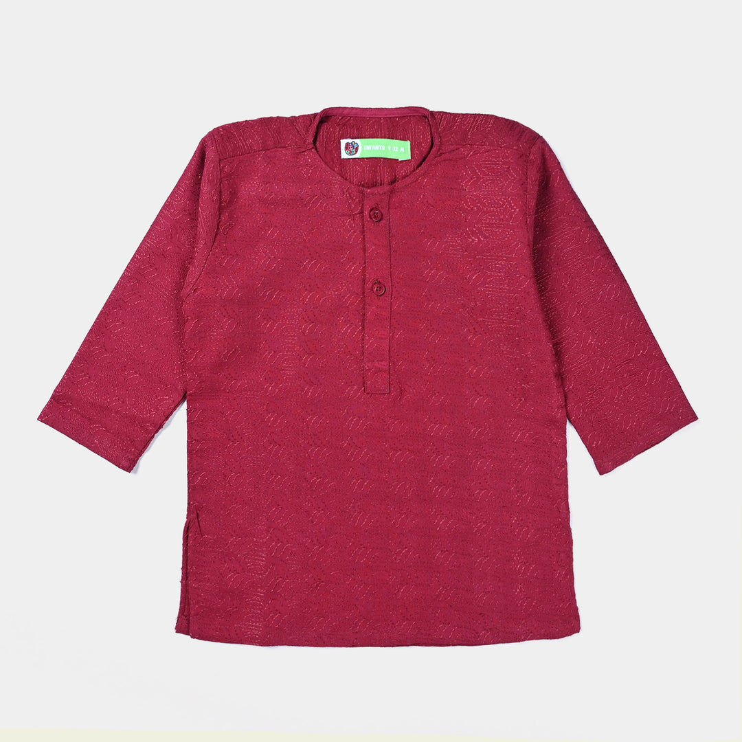 Infant Boys Chicken Kari Basic Kurta (Chicken Maroon)-MAROON