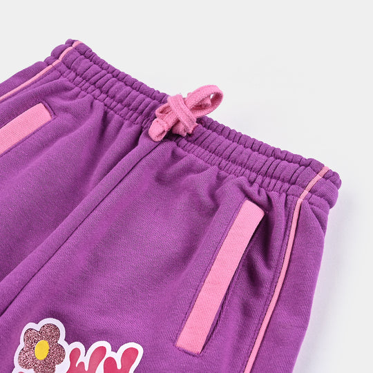 Girls Cotton Terry Pyjama Own Your Power- Purple