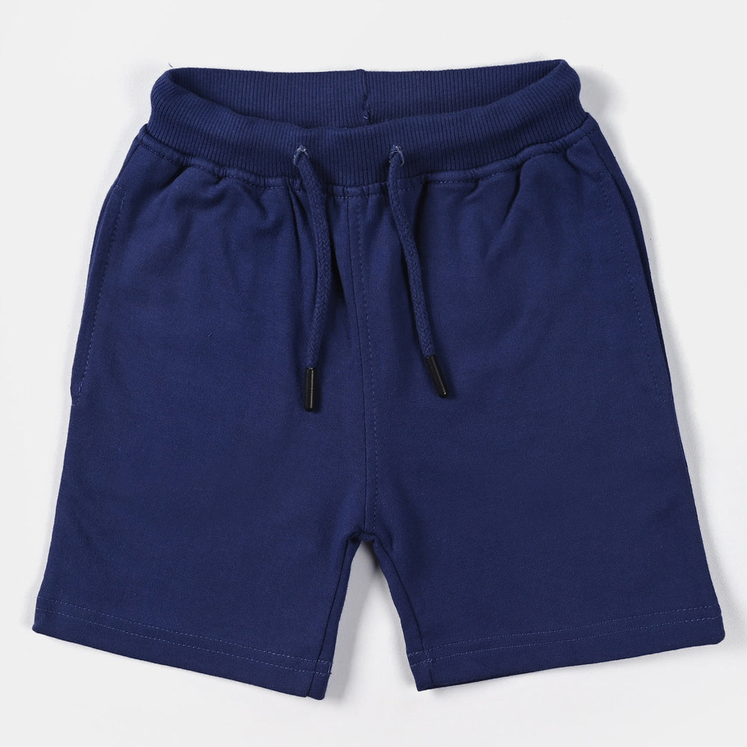 Boys Cotton Terry Jersey Short Basic-Navy