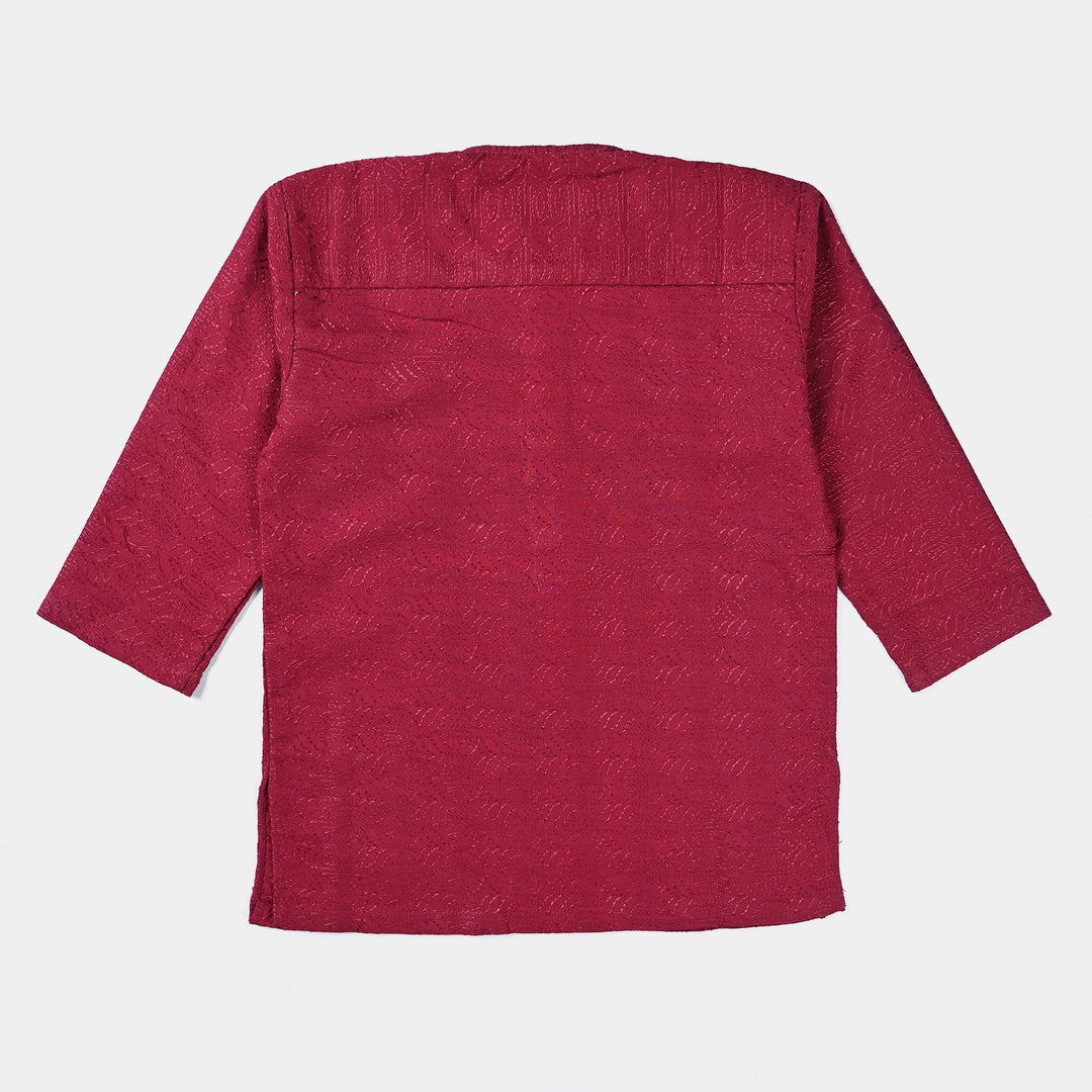 Infant Boys Chicken Kari Basic Kurta (Chicken Maroon)-MAROON