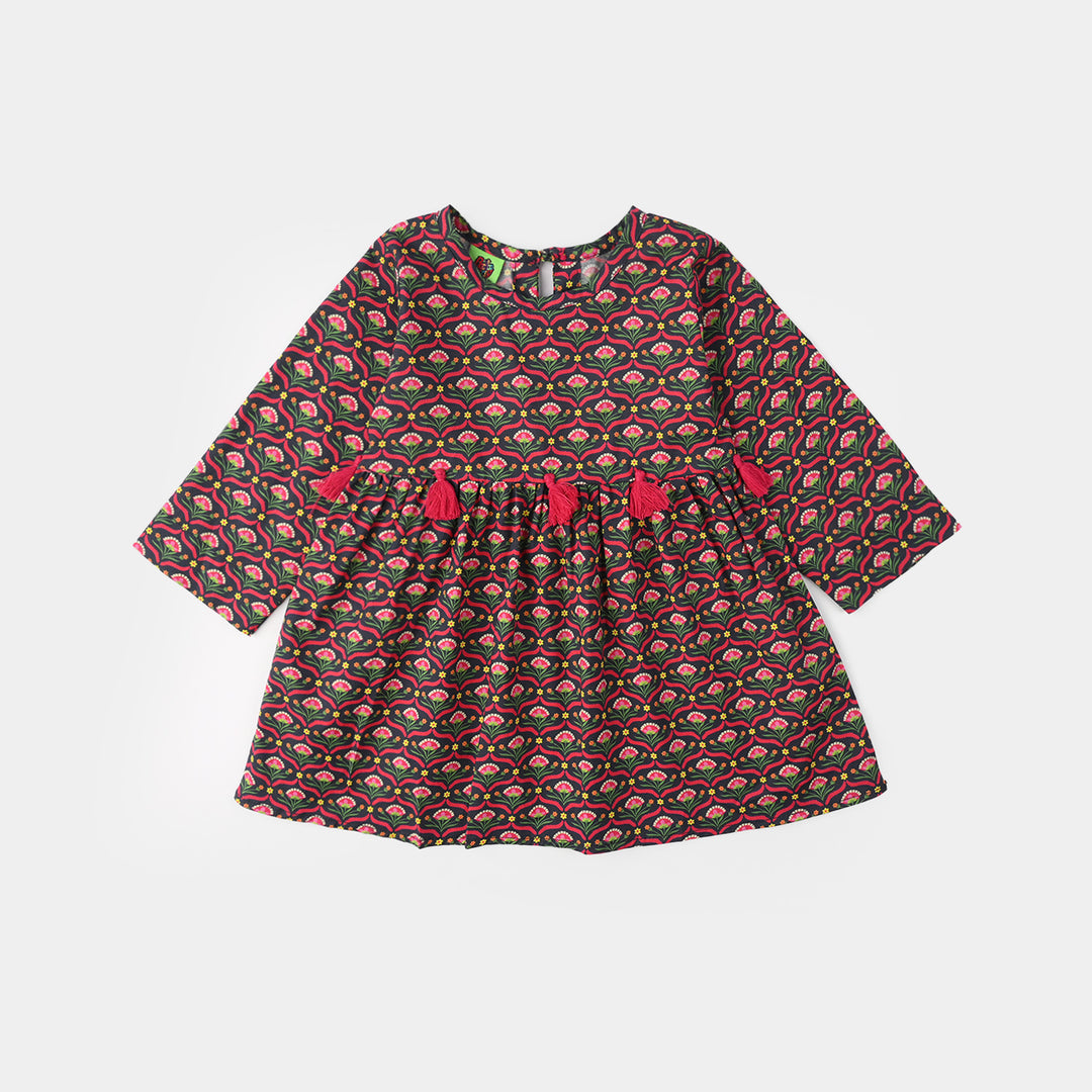 Infant Girls Cotton Printed 2-Pcs Suit - Multi