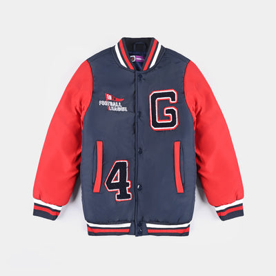 Boys Quilted Jacket Varsity-G-R Navy