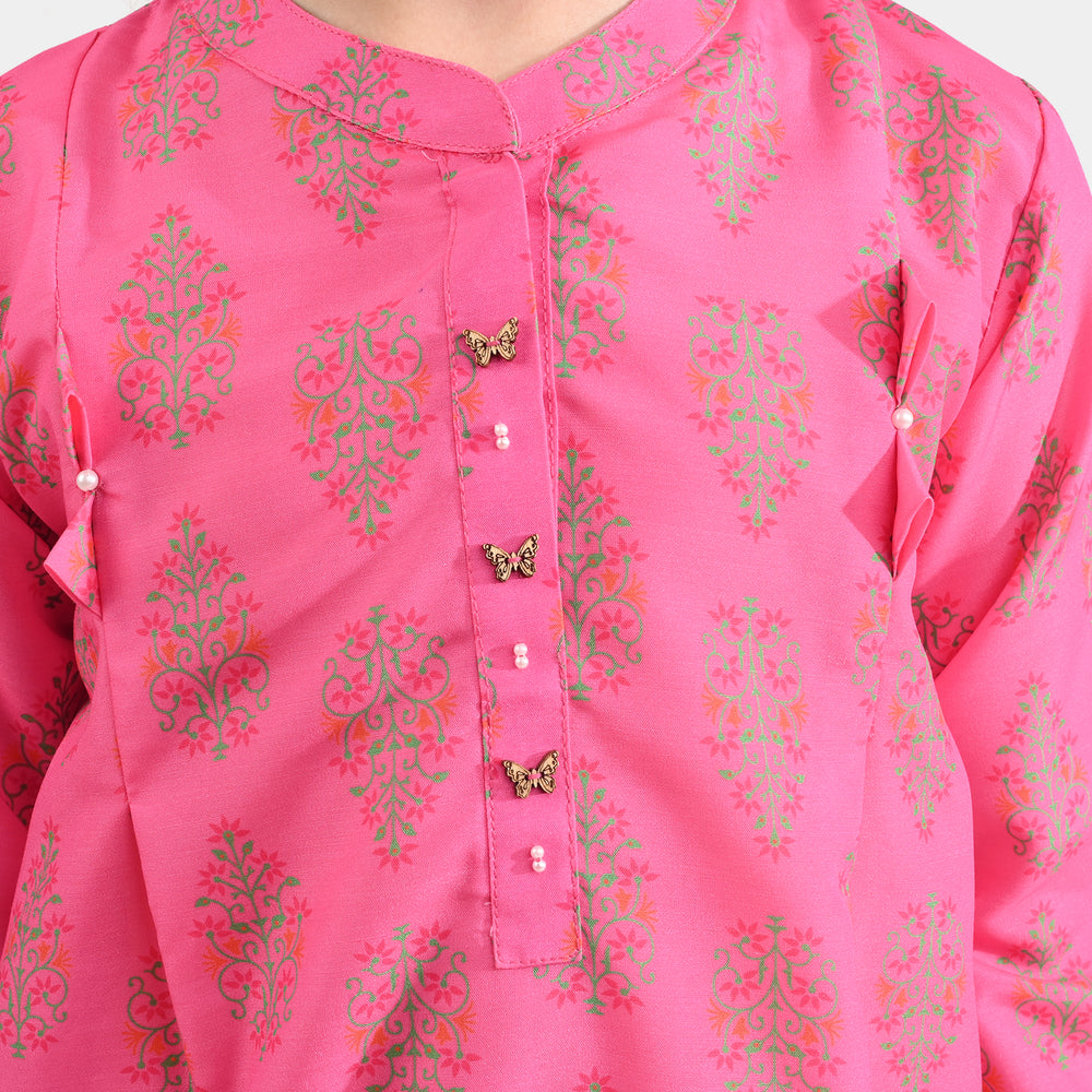 Girls Poly Cambric Printed 2 Pcs Bliss-Pink