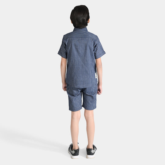 Boys Yarn Dyed 2PC Suit Feel The Freedom-Stripe-Grey Stripe