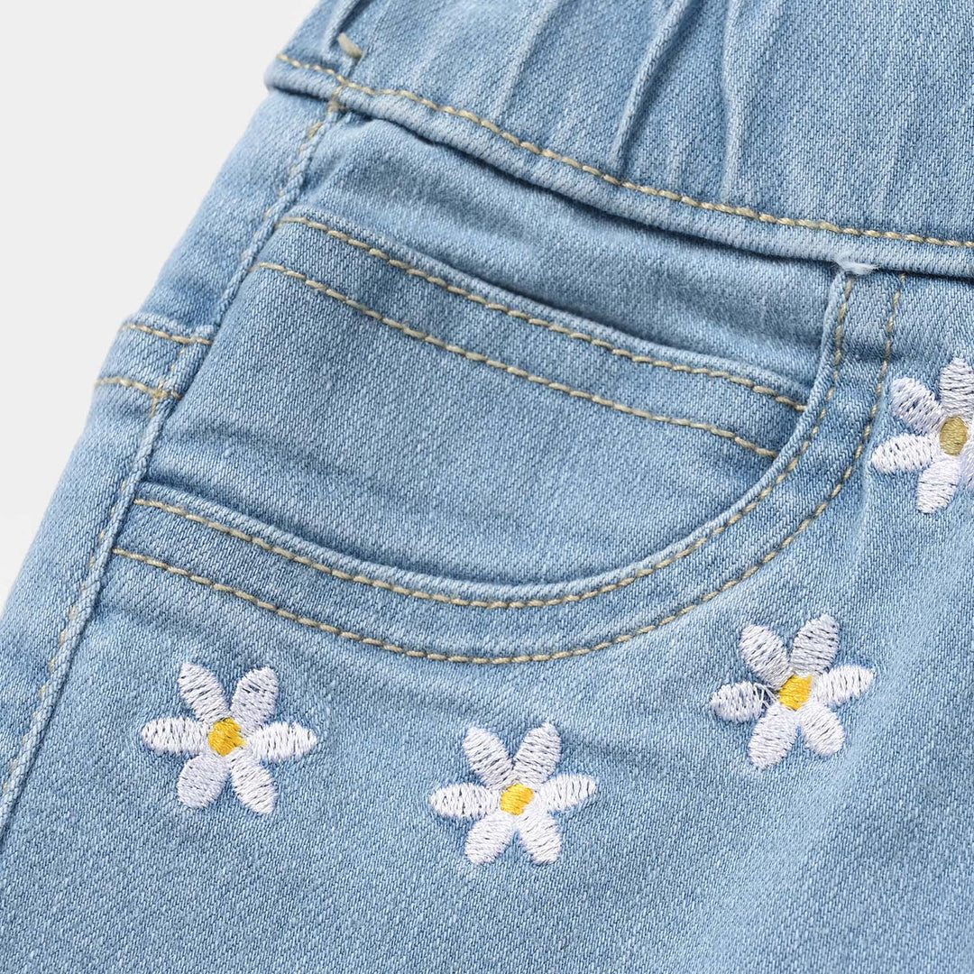 Girls Denim Stretch Jeggings Light Flower - Light Blue