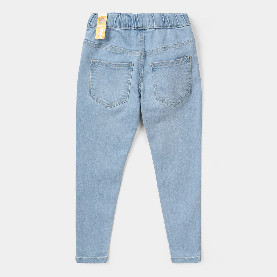 Girls Denim Stretch Jeggings Light Flower - Light Blue