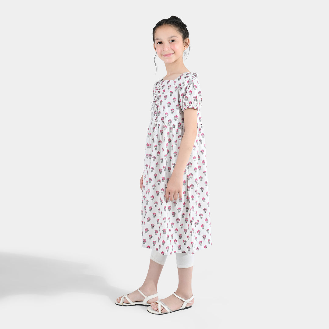 Girls Cotton Printed Frock Paradise-Multi