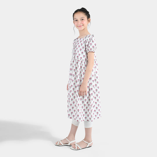 Girls Cotton Printed Frock Paradise-Multi