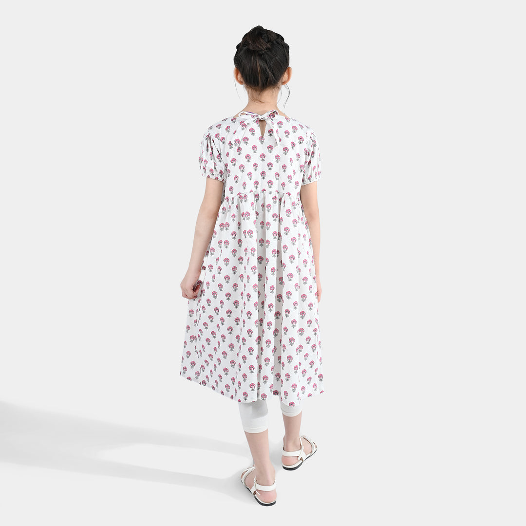 Girls Cotton Printed Frock Paradise-Multi