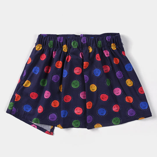 Infant Girls Cotton Poplin Short Skirt Smile-Navy Blue