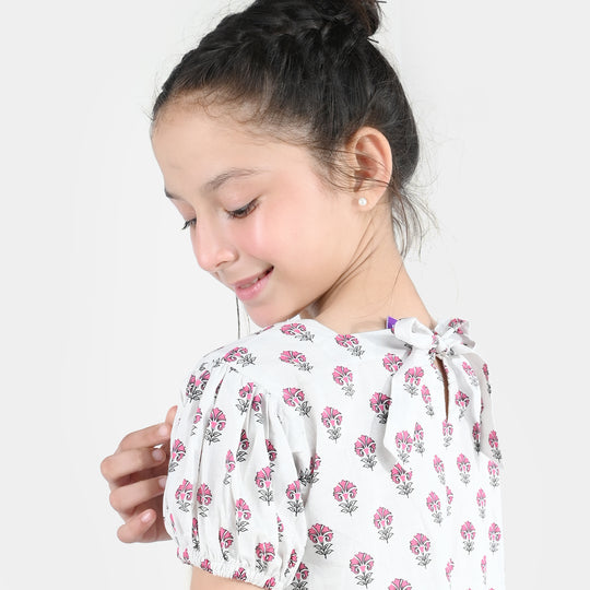 Girls Cotton Printed Frock Paradise-Multi