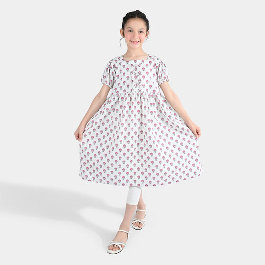Girls Cotton Printed Frock Paradise-Multi