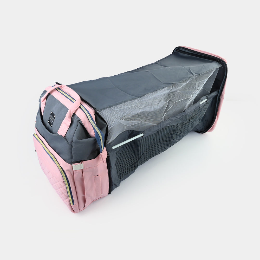 2-in-1 Foldable Diaper Backpack with Expandable Bassinet