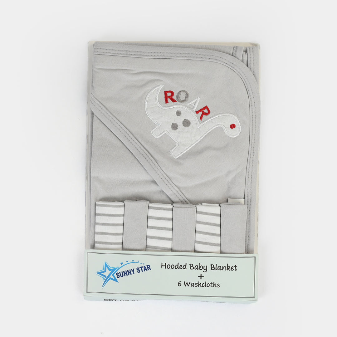 Baby Hooded Wrapping Sheet + 6Pcs Washcloths