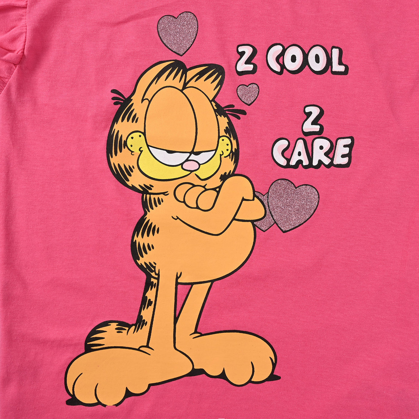 Girls Cotton Jersey T-Shirt H/S Z Cool Garfield-Hot Pink