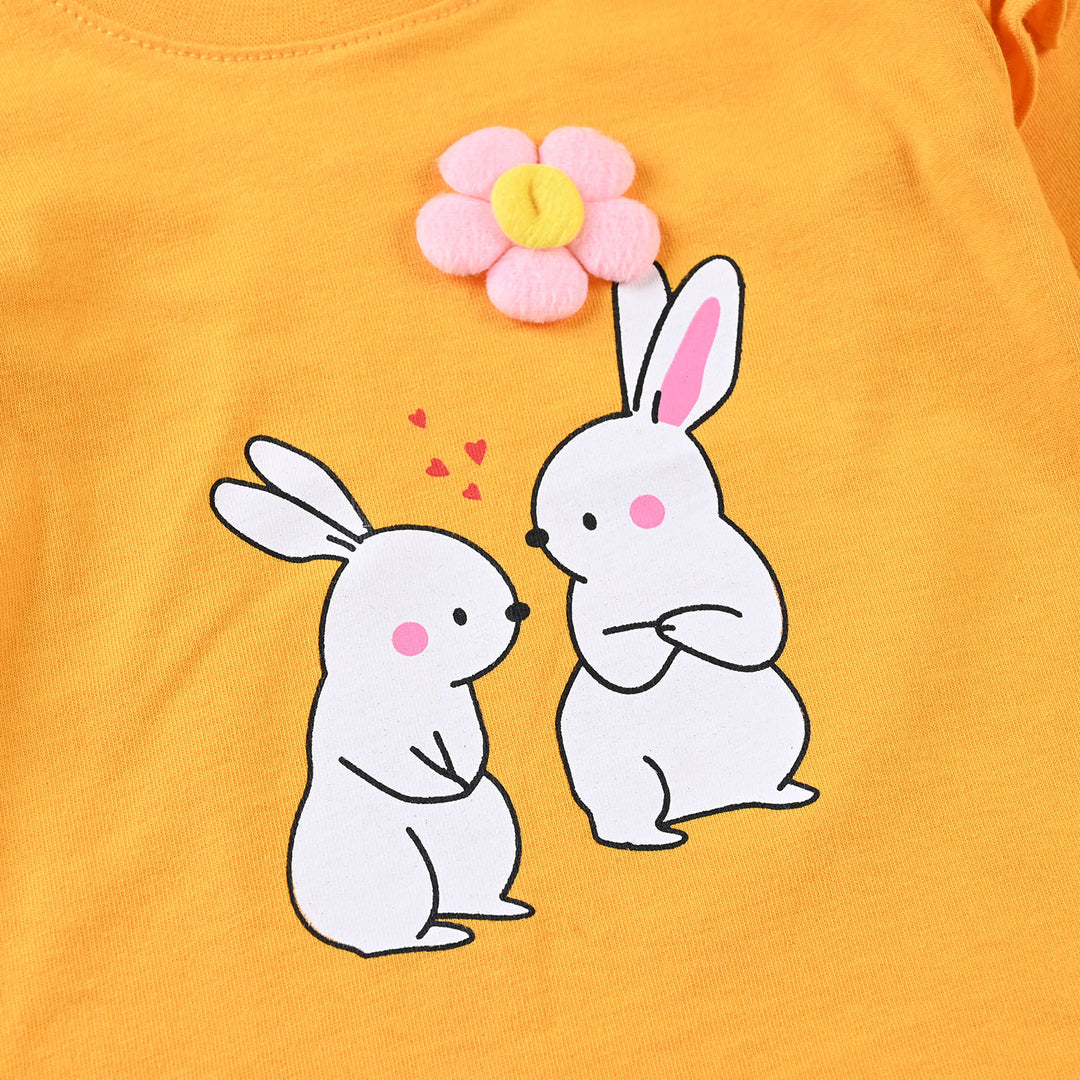 Infant Girls Cotton Jersey T-Shirt Rabbit-Citrus