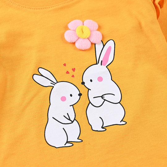 Infant Girls Cotton Jersey T-Shirt Rabbit-Citrus