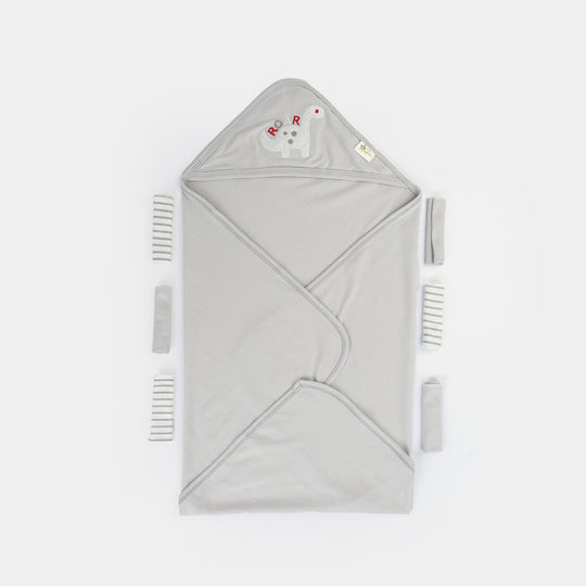Baby Hooded Wrapping Sheet + 6Pcs Washcloths