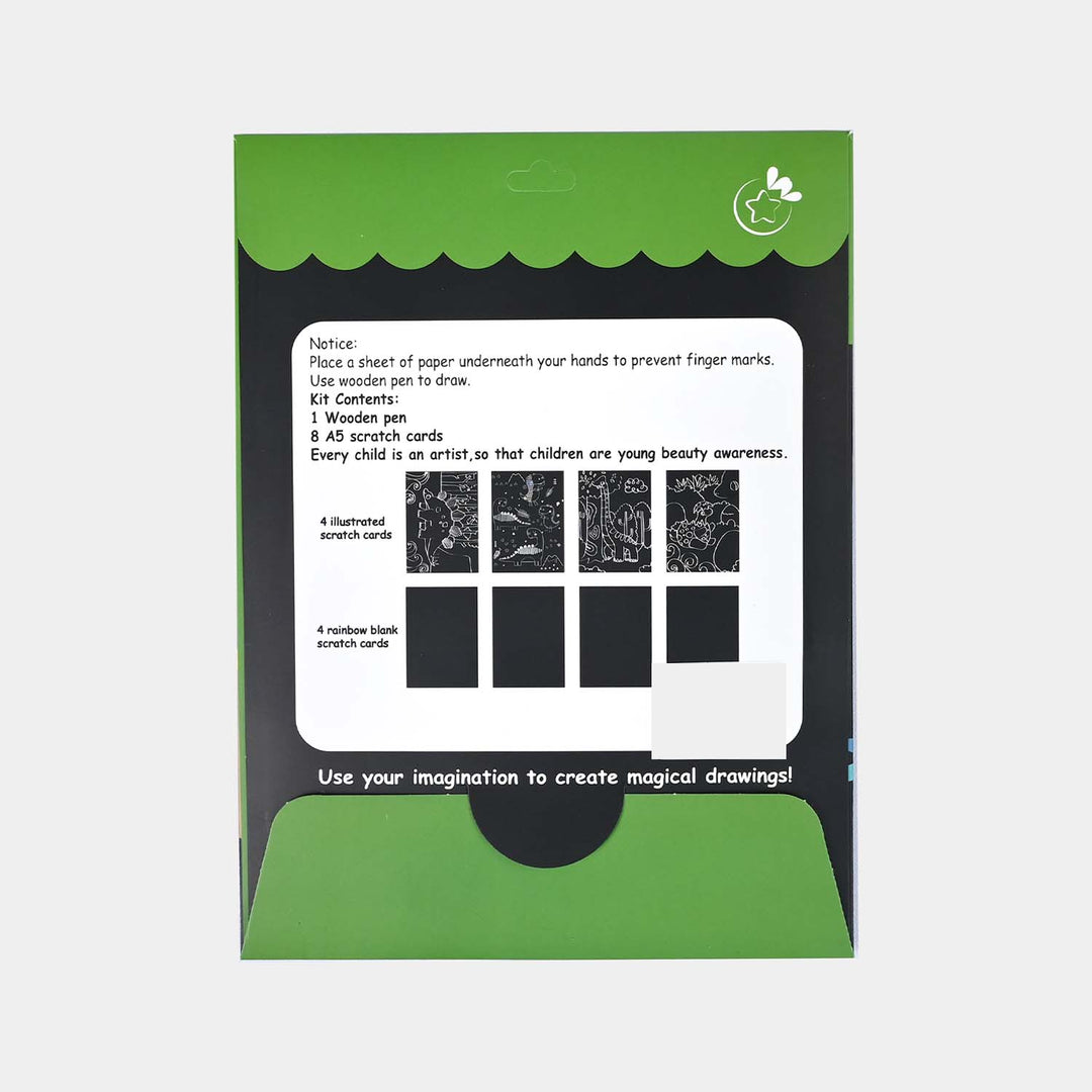 Dinosaur-Themed Scratch Art Cards – 8 Sheets