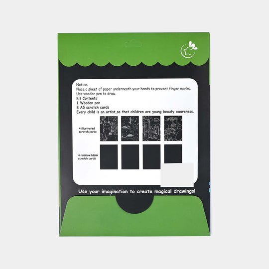 Dinosaur-Themed Scratch Art Cards – 8 Sheets